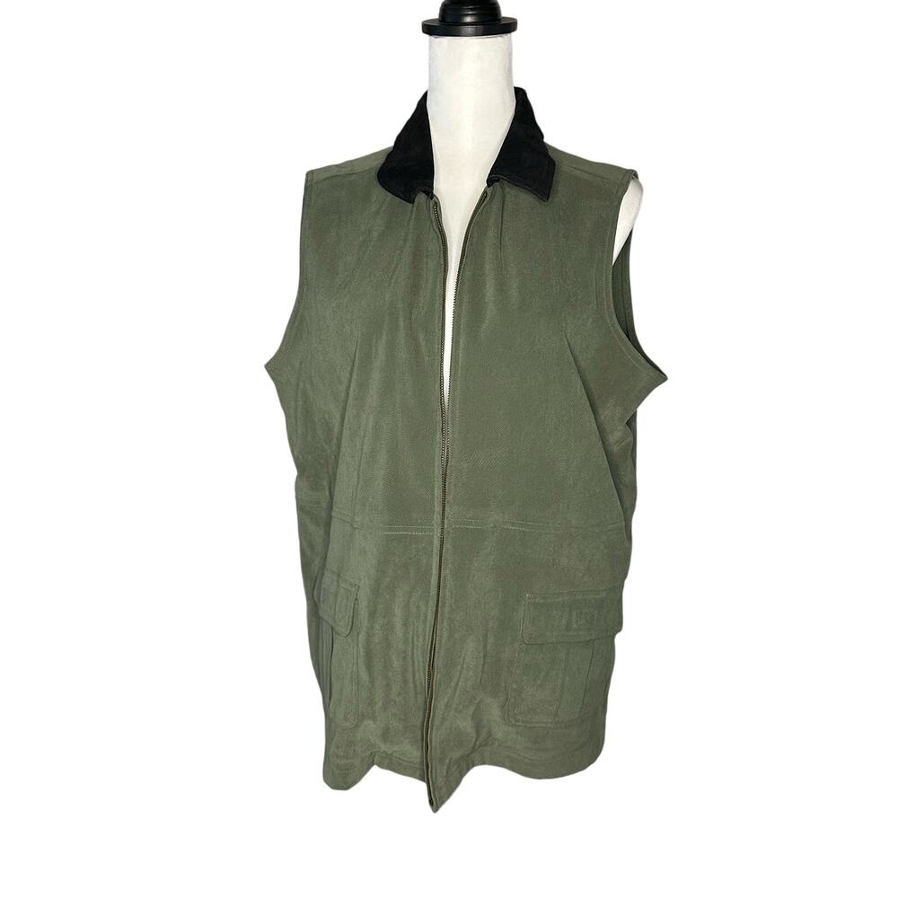 Denim & Co Olive Green and Black Vest Large